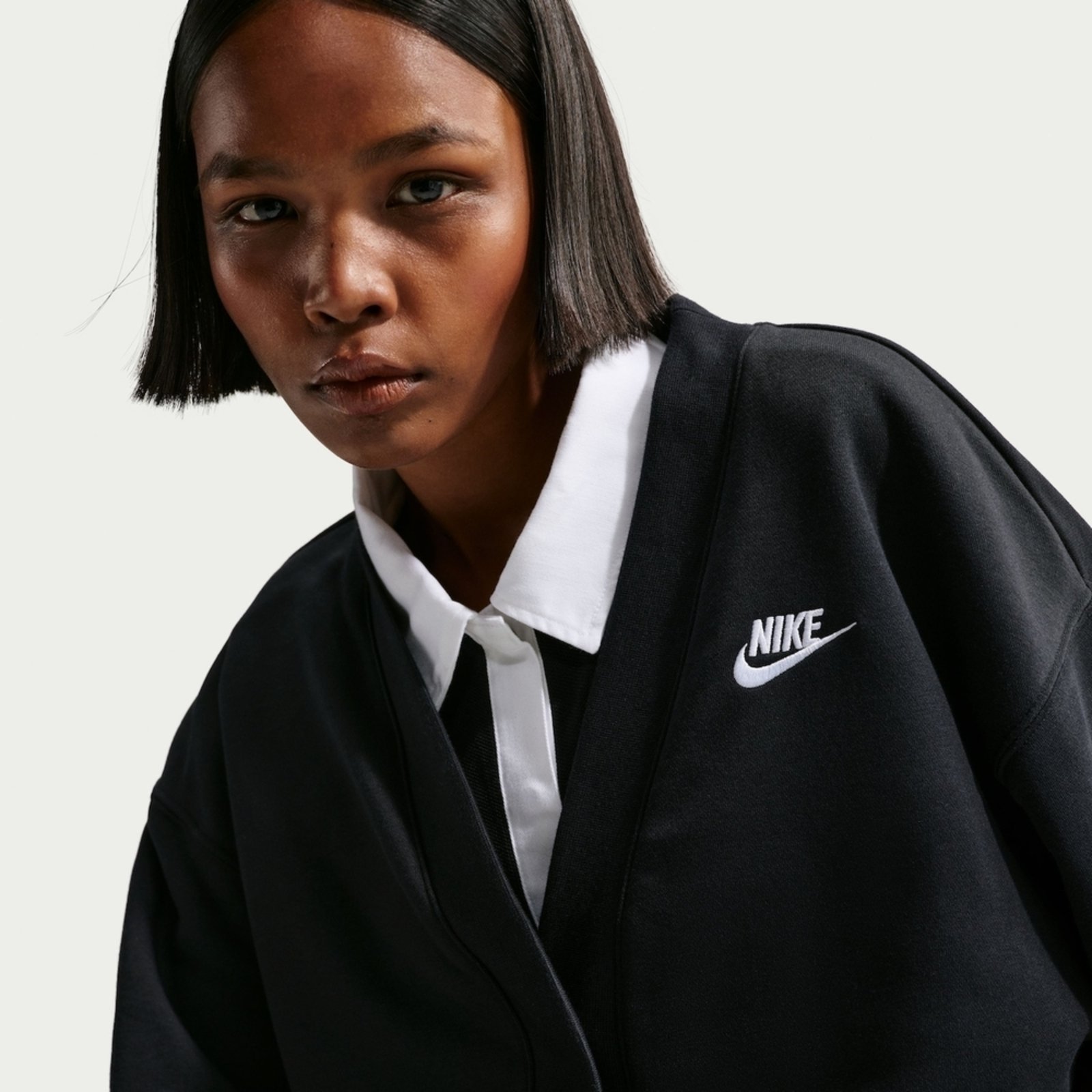 Vista 3 Cardigan Nike Sportswear Club Fleece Feminino preto Nike preto