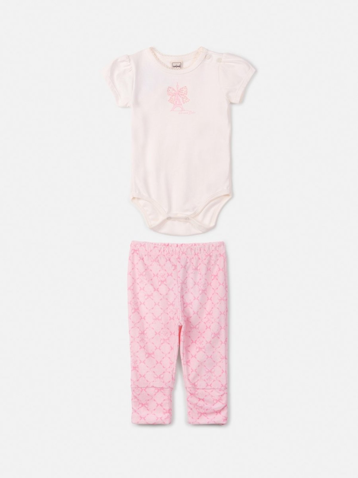 Infantil - Conjunto Body Eiffel e Calça Rosa