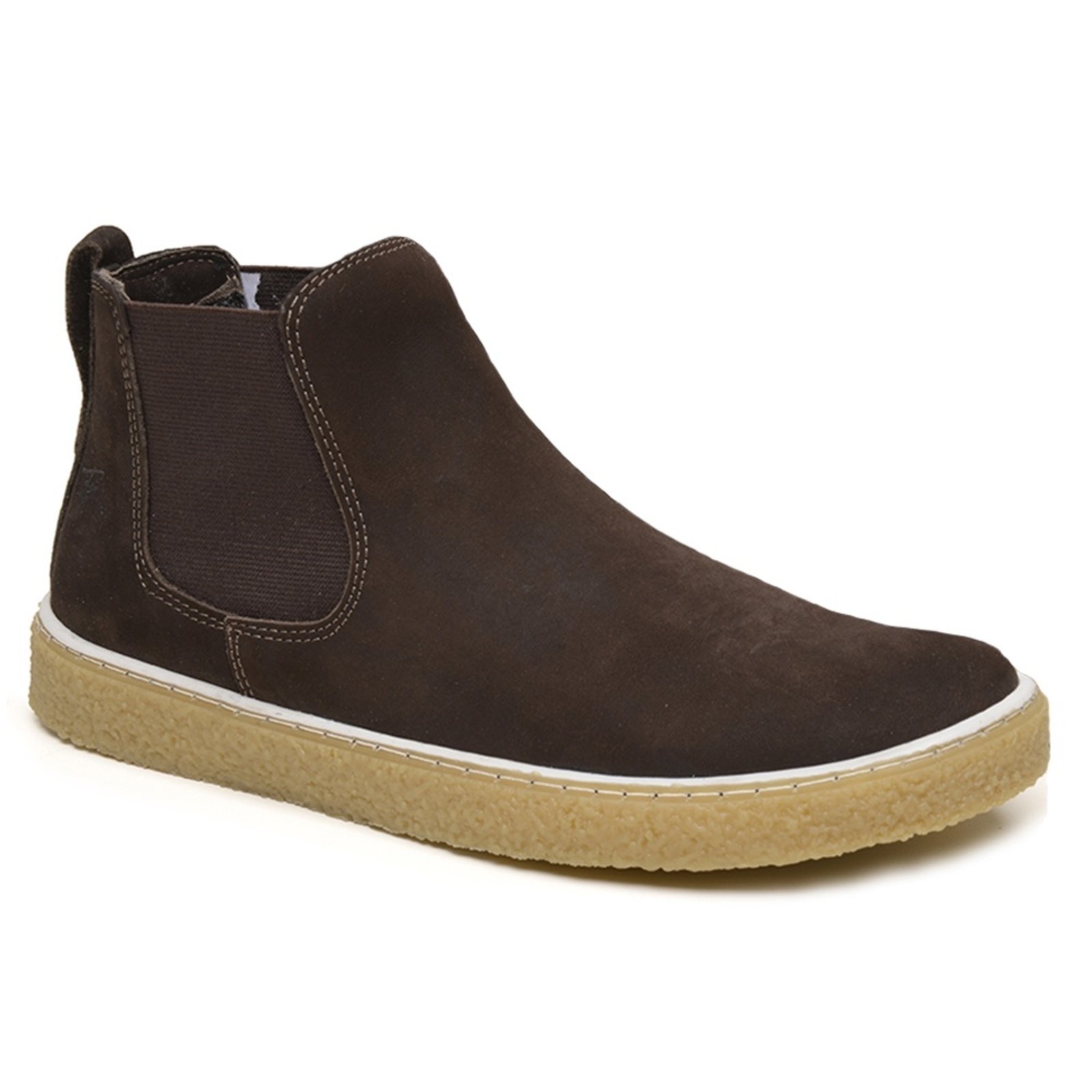 Bota Chelsea Masculina Couro Legítimo Leve Casual Conforto Sola Crepe Borracha Café