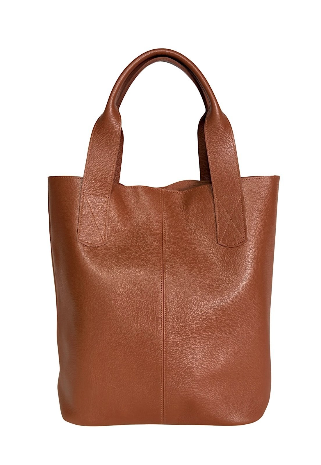 Bolsa Shopper em Couro Legítimo Caramelo a Sacola Grande com Carteira Interna
