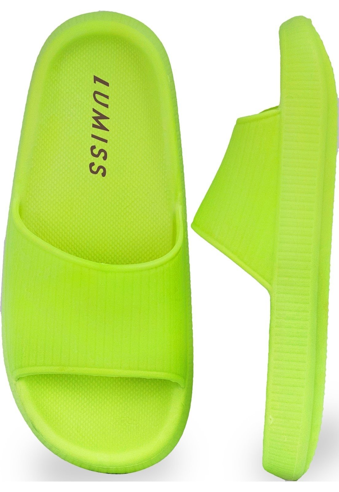 Vista 2 Chinelo Nuvem Lumiss Confortável Ortopédico Slide Macio Lemon verde LUMISS verde