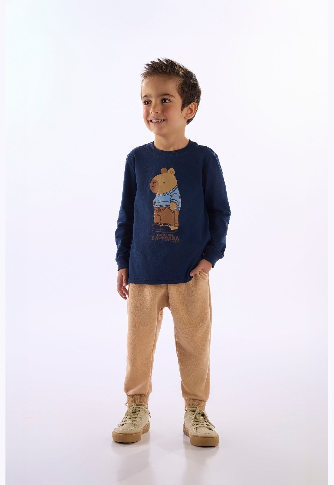 Infantil - Conjunto Masculino Capivara Up Baby Bege