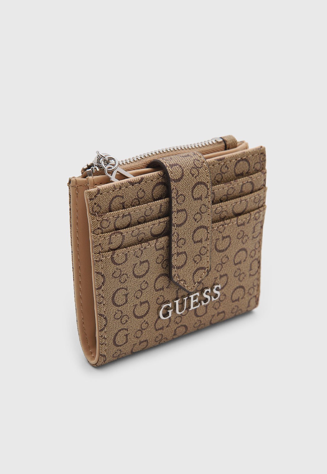 Carteira Feminina Guess Compacta Monograma Bege