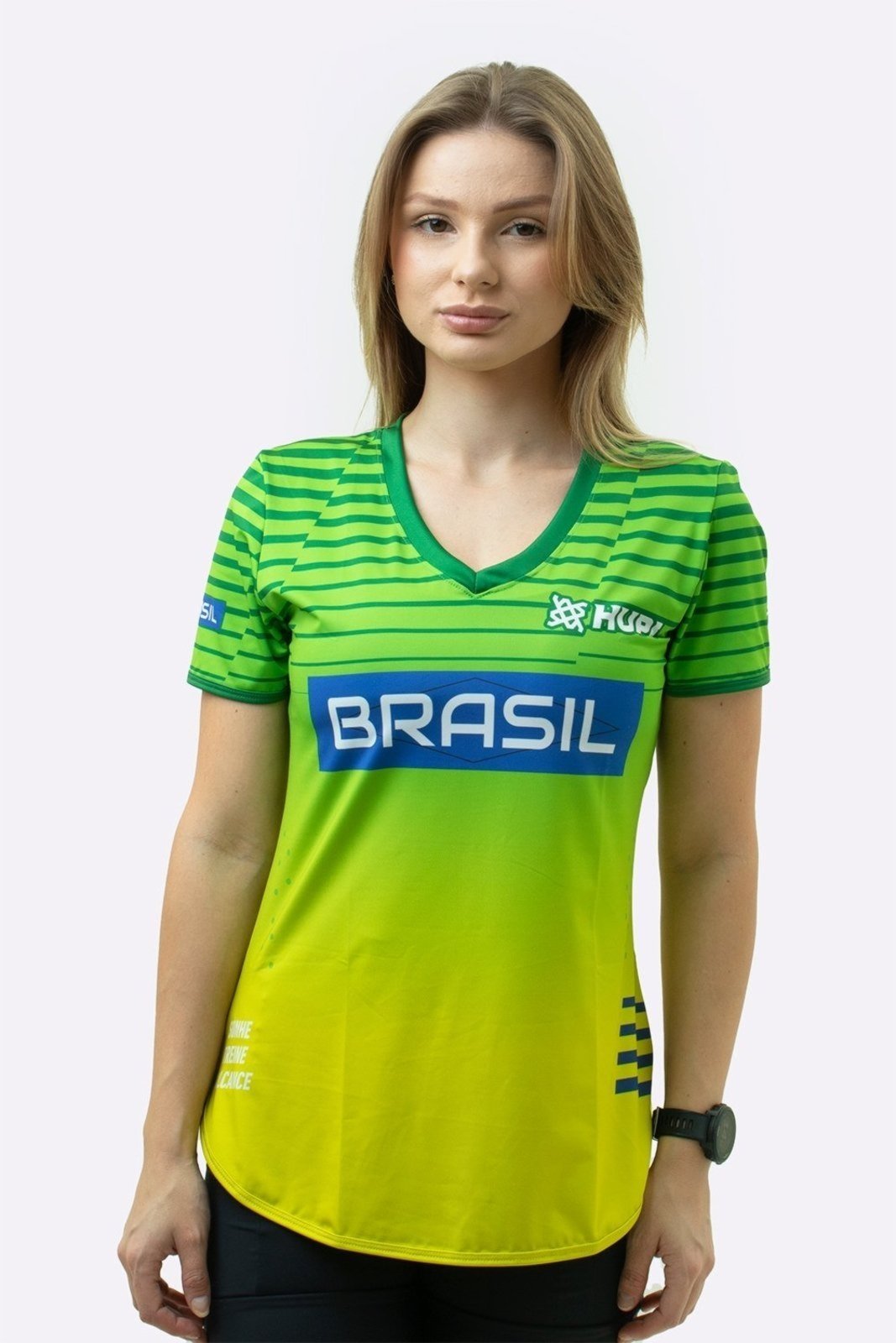 Camiseta Feminina HUPI Brasil Pace, Cor: VERDE/AMARELO, Tamanho: G Verde