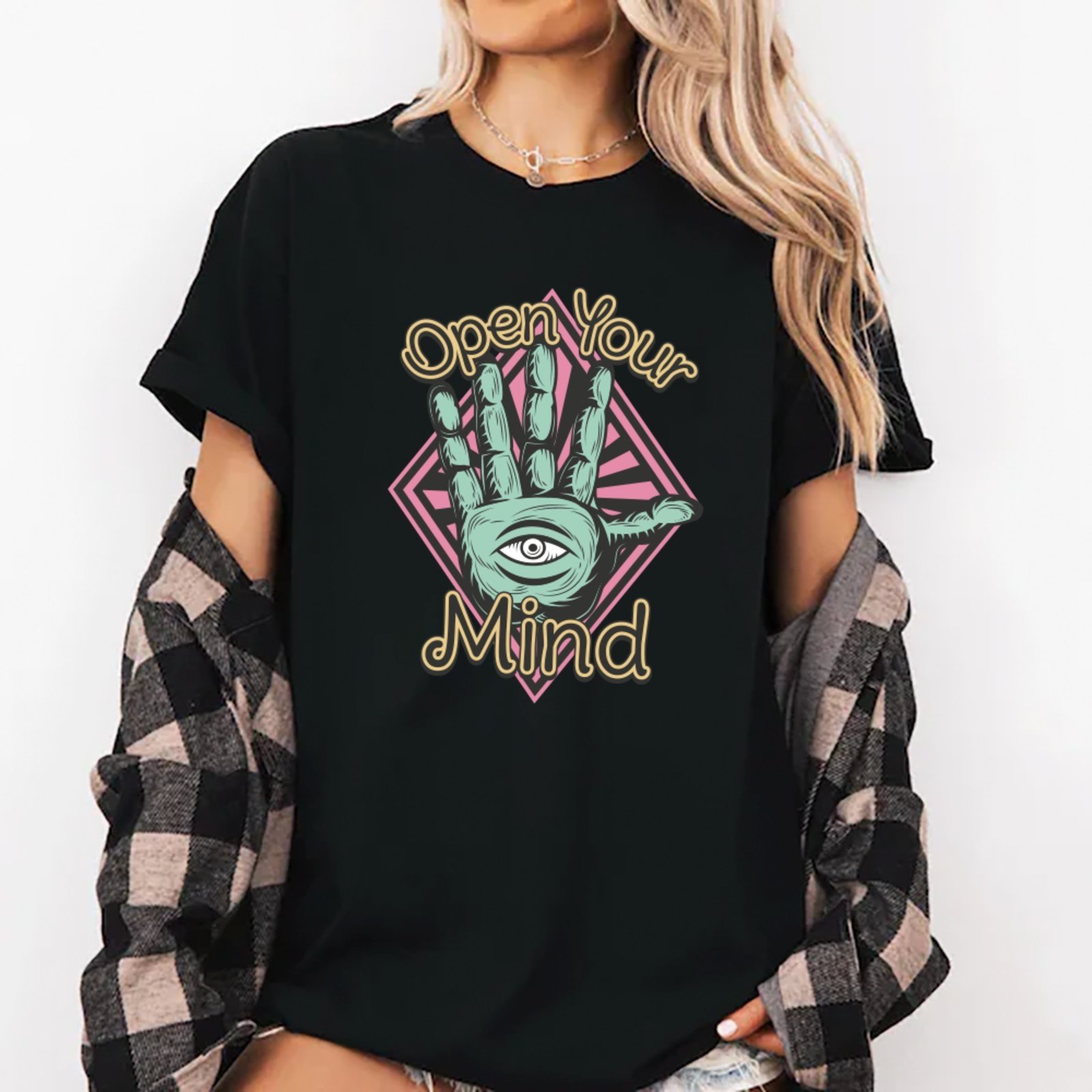 Camiseta Ousy Open Your Mind Oversized Unissex Preto