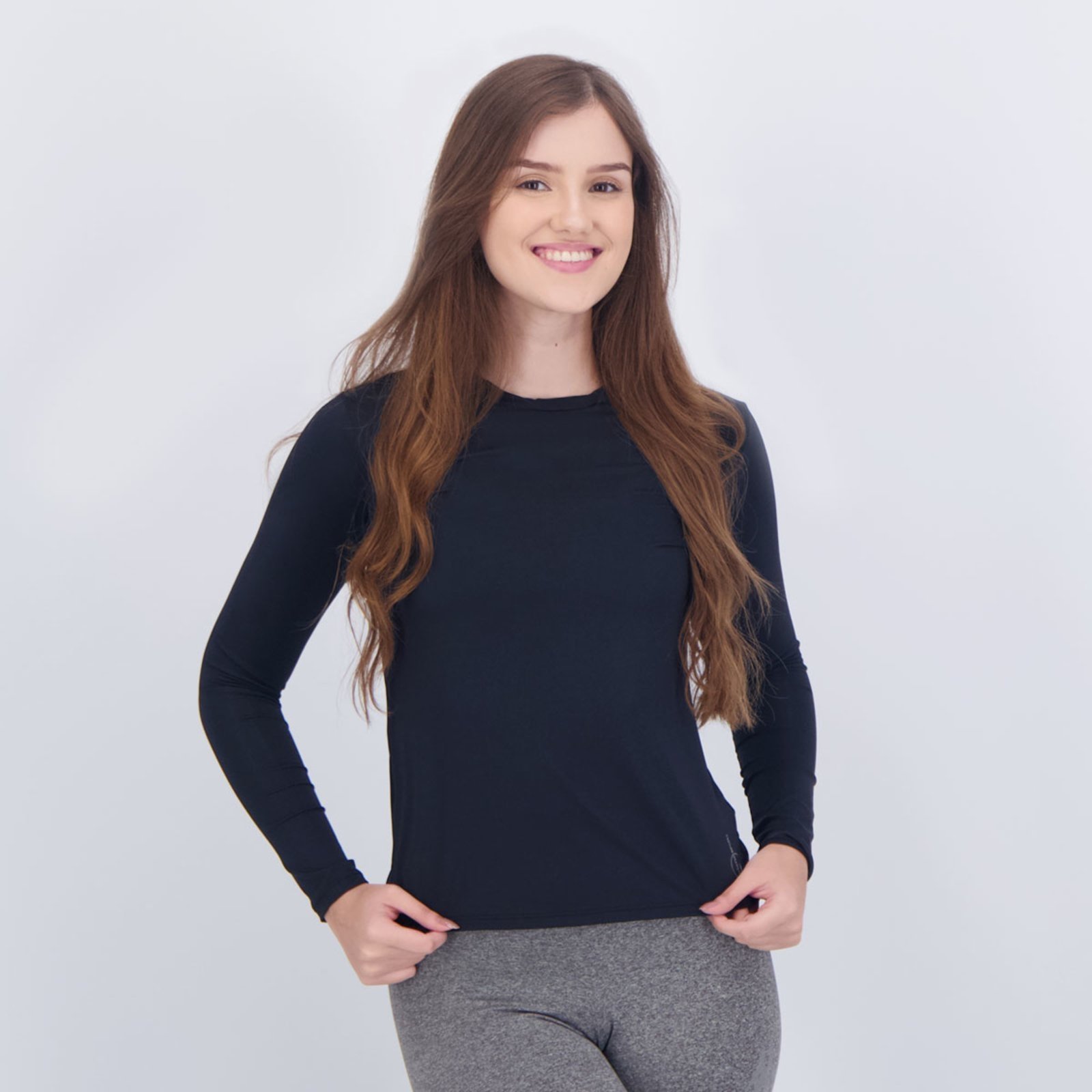 Camiseta Selene Manga Longa Proteção UV50+ Feminina Preta