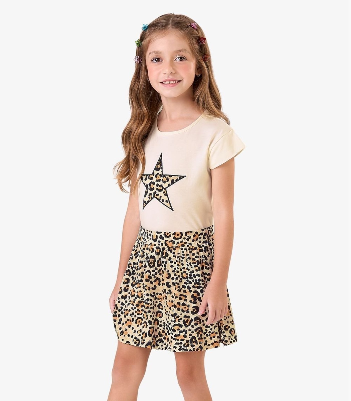 Vista 2 Infantil - Conjunto Blusa com Saia em Meia Malha Rovi Rovitex Kids bege Rovitex Kids bege