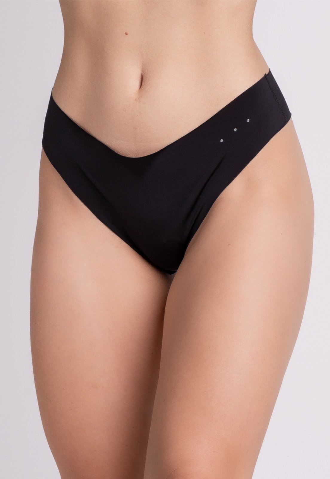 Calcinha Sem Costura Serra e Mar Modas Lingerie Tanga Corte a Laser Preto
