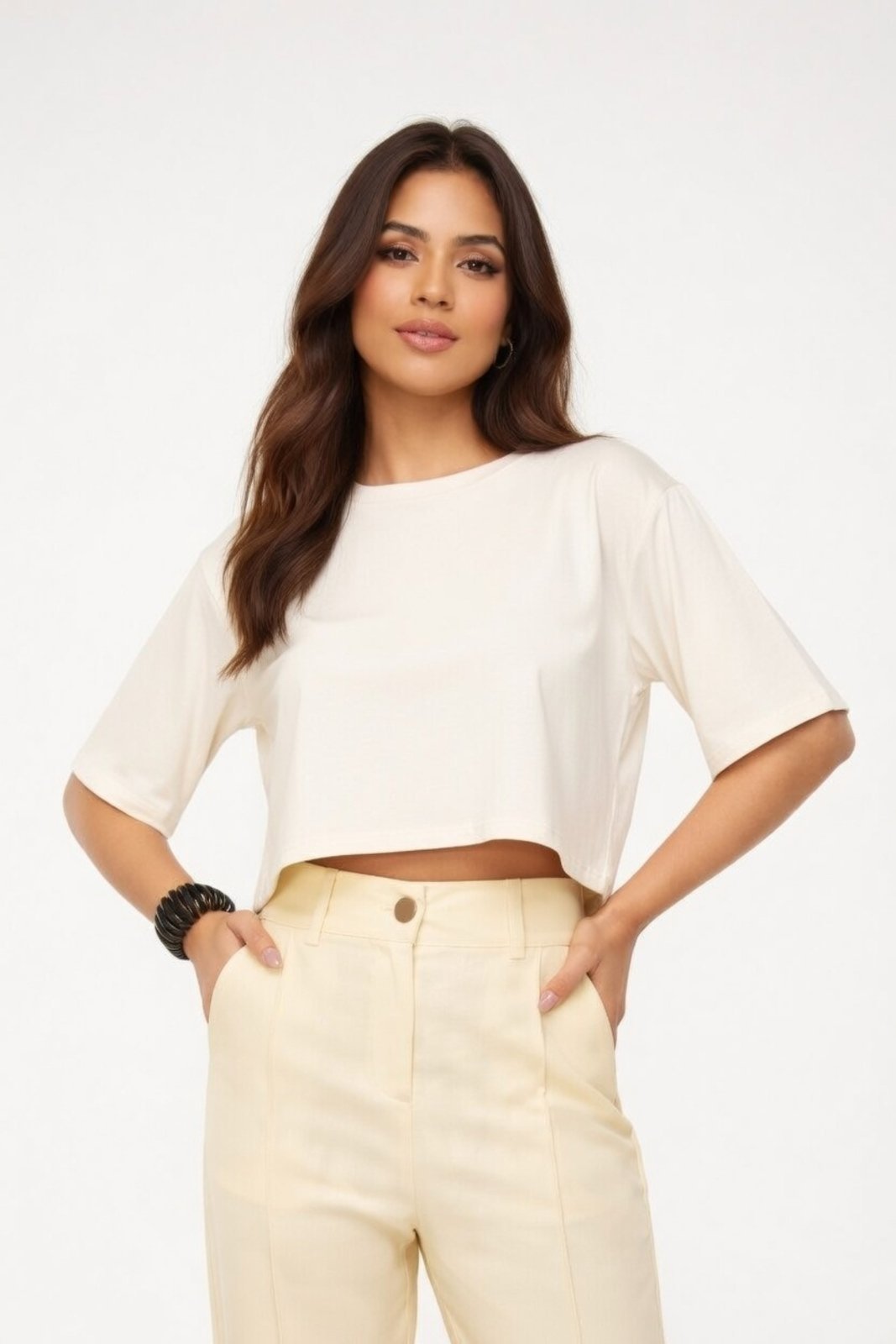 Cropped Oversize D Bell Outlet Fashion Liso Off-White