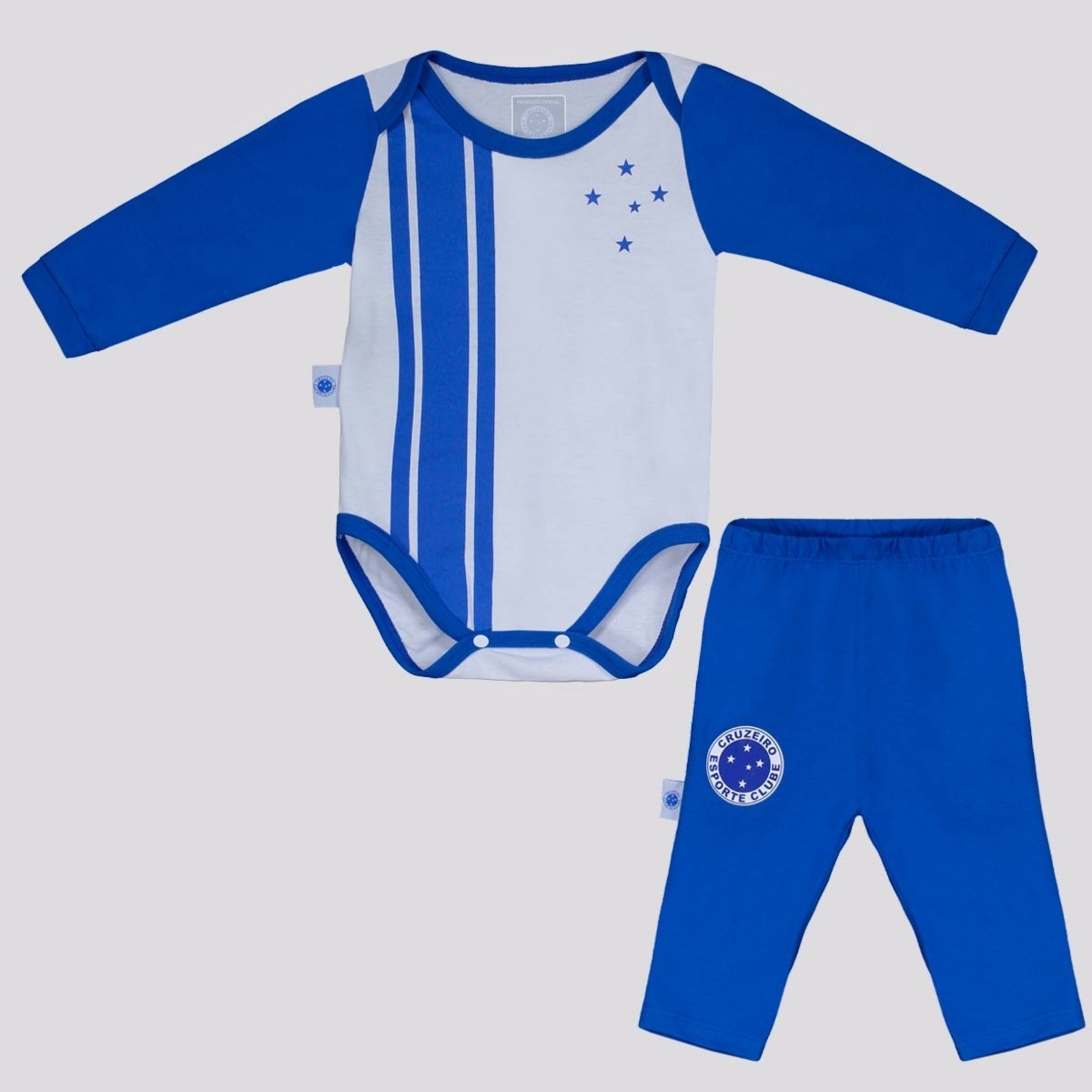 Kit Body Cruzeiro Jogo Branco e Azul