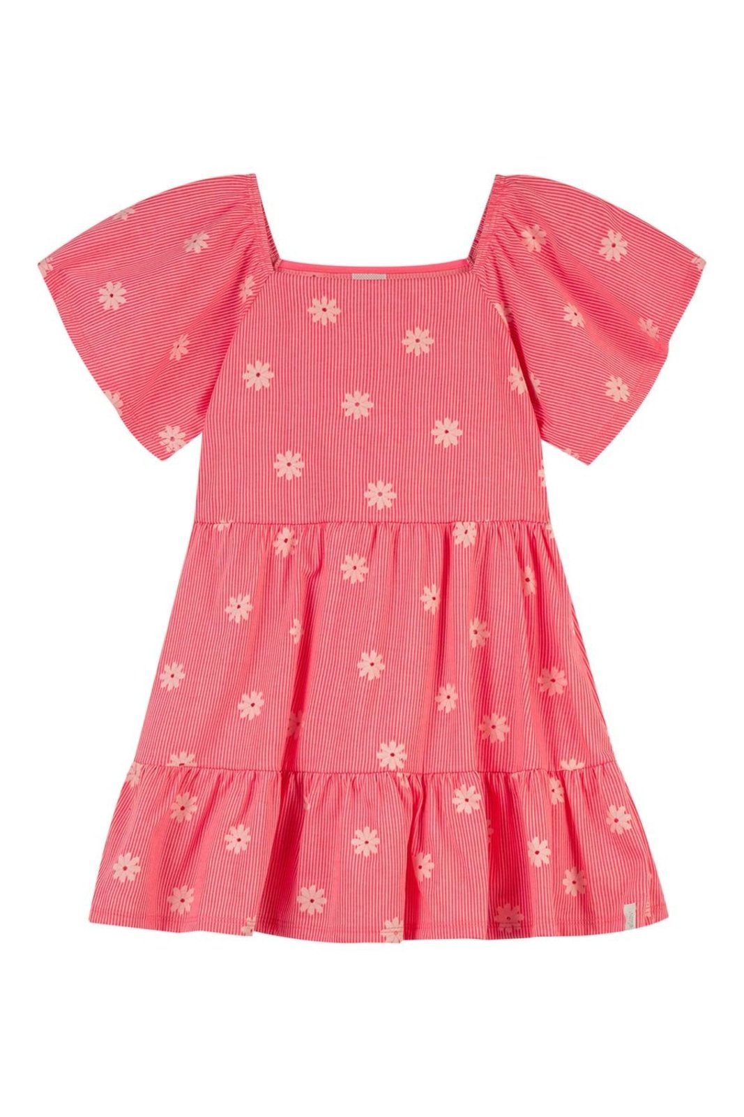 Infantil - Vestido Menina Floral Listras Elian Rosa