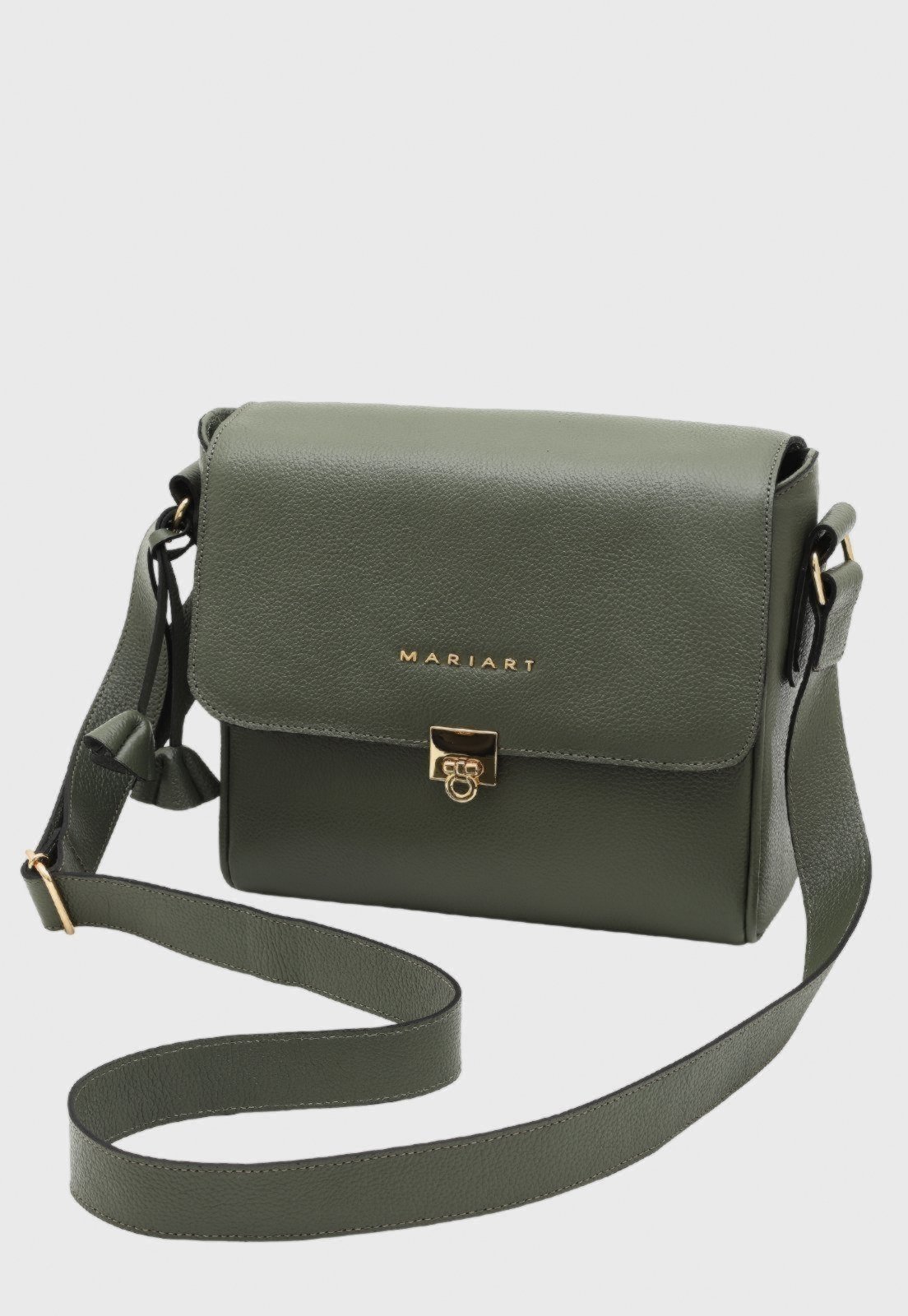 Vista 2 Bolsa Transversal Couro Mariart Âmbar Army verde militar Mariart verde militar