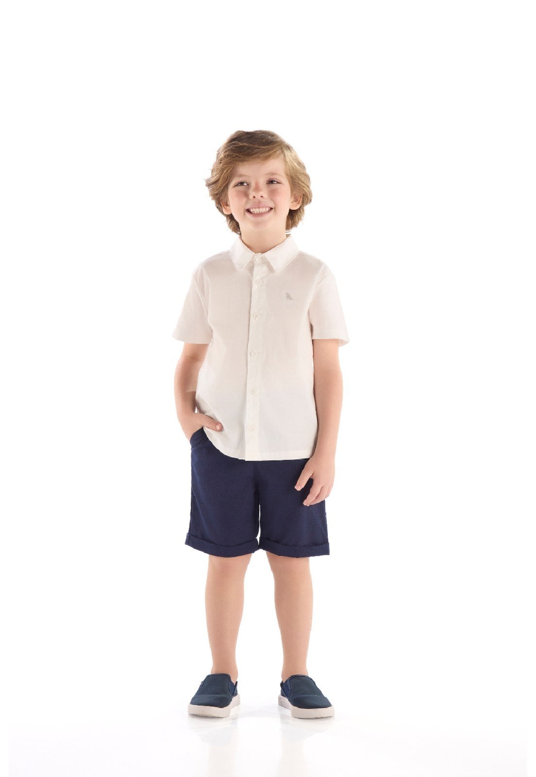 Infantil - Camisa Social em Tricoline Quimby Branco