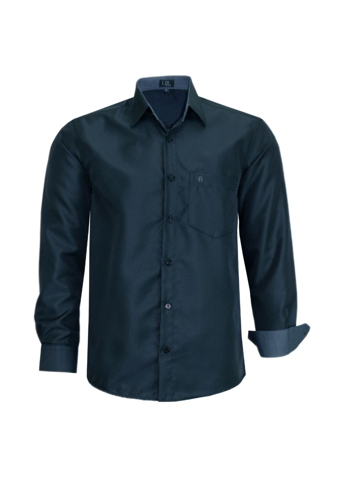 Camisa Manga Longa Lbl Clássica Poliéster Preto 3023