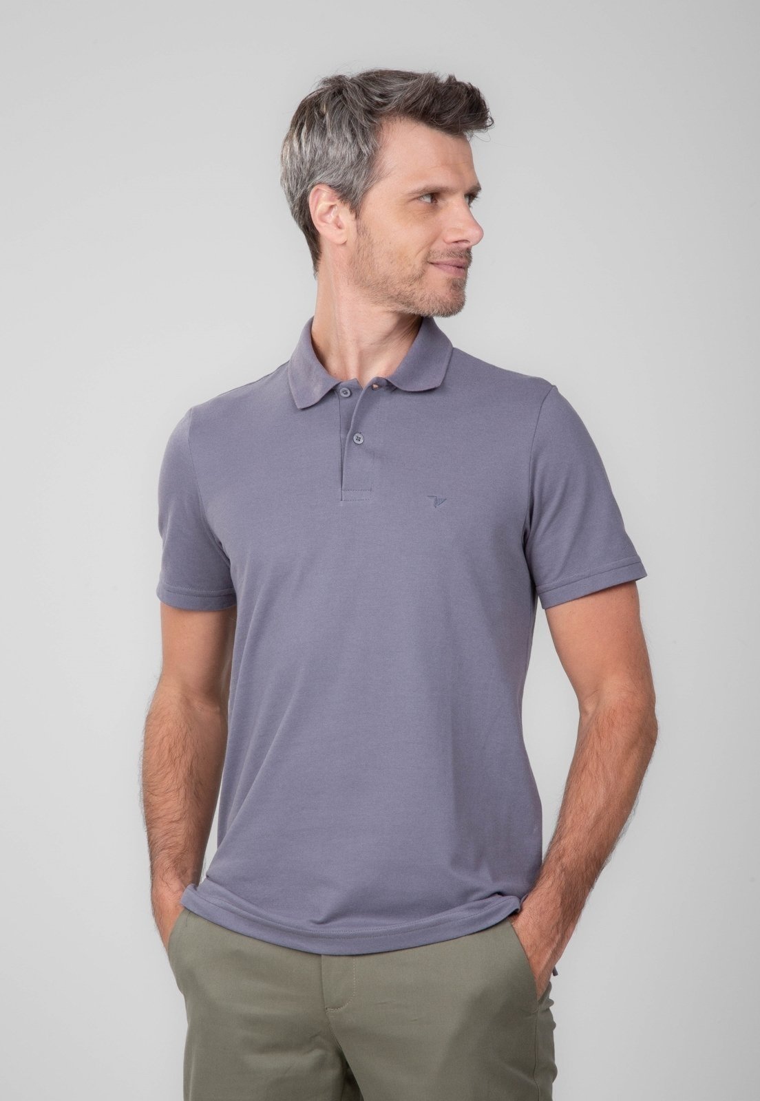 Polo Traymon Piquet Slim Cinza
