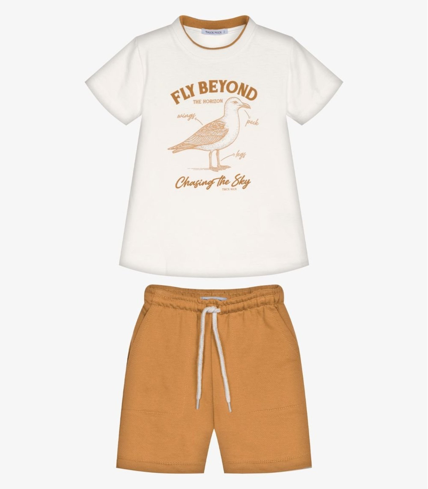 Infantil - Conjunto Camiseta Com Bermuda Trick Nick Bege