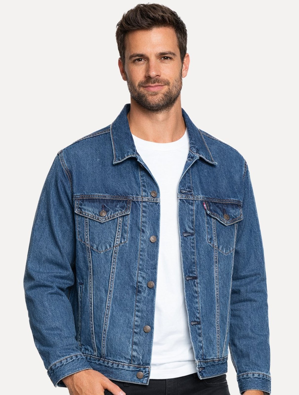 Jaqueta Levis Jeans Masculina Trucker Relaxed Azul Médio