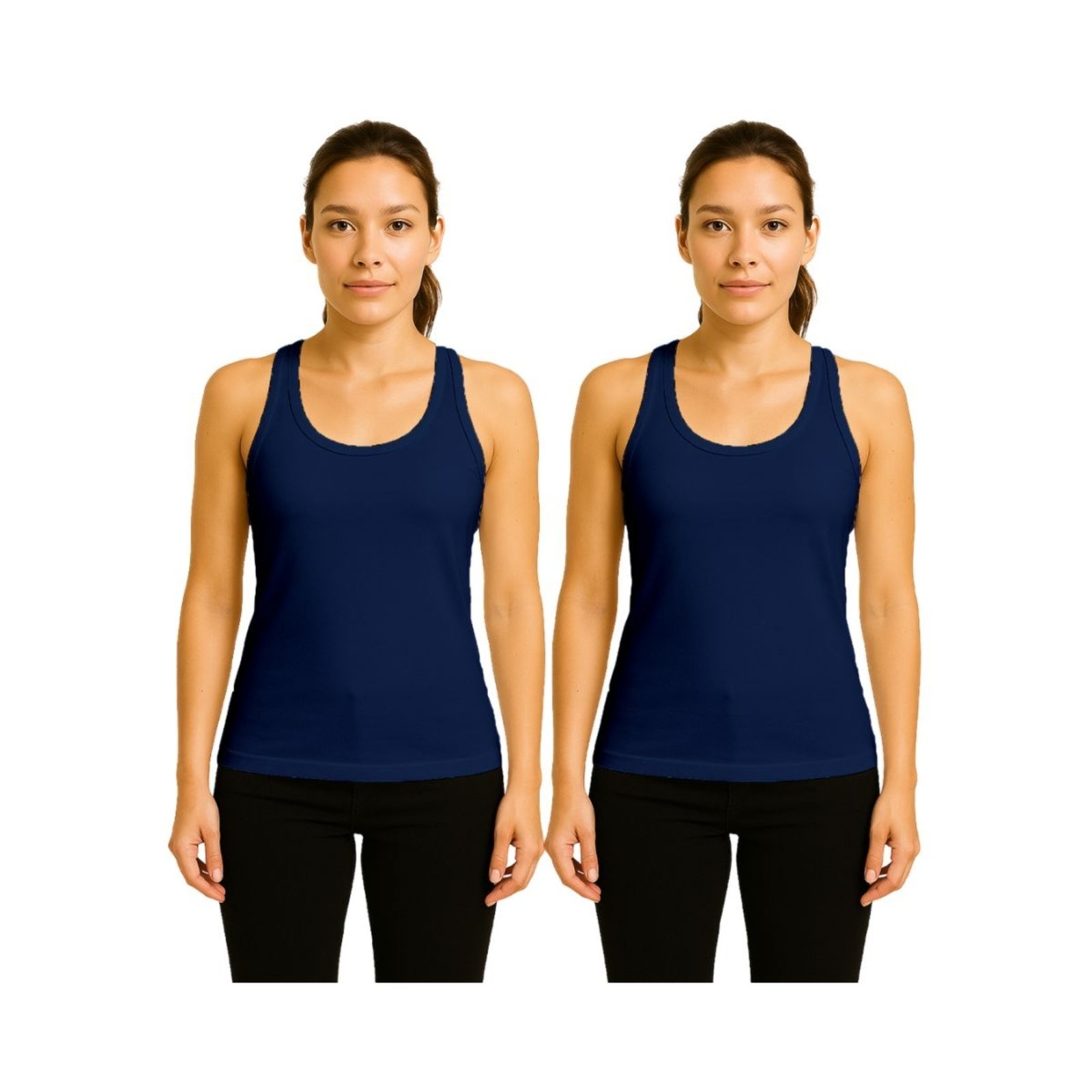 Kit 2 Camisetas Femininas FMF Regata Nadador Academia Fitness Preto