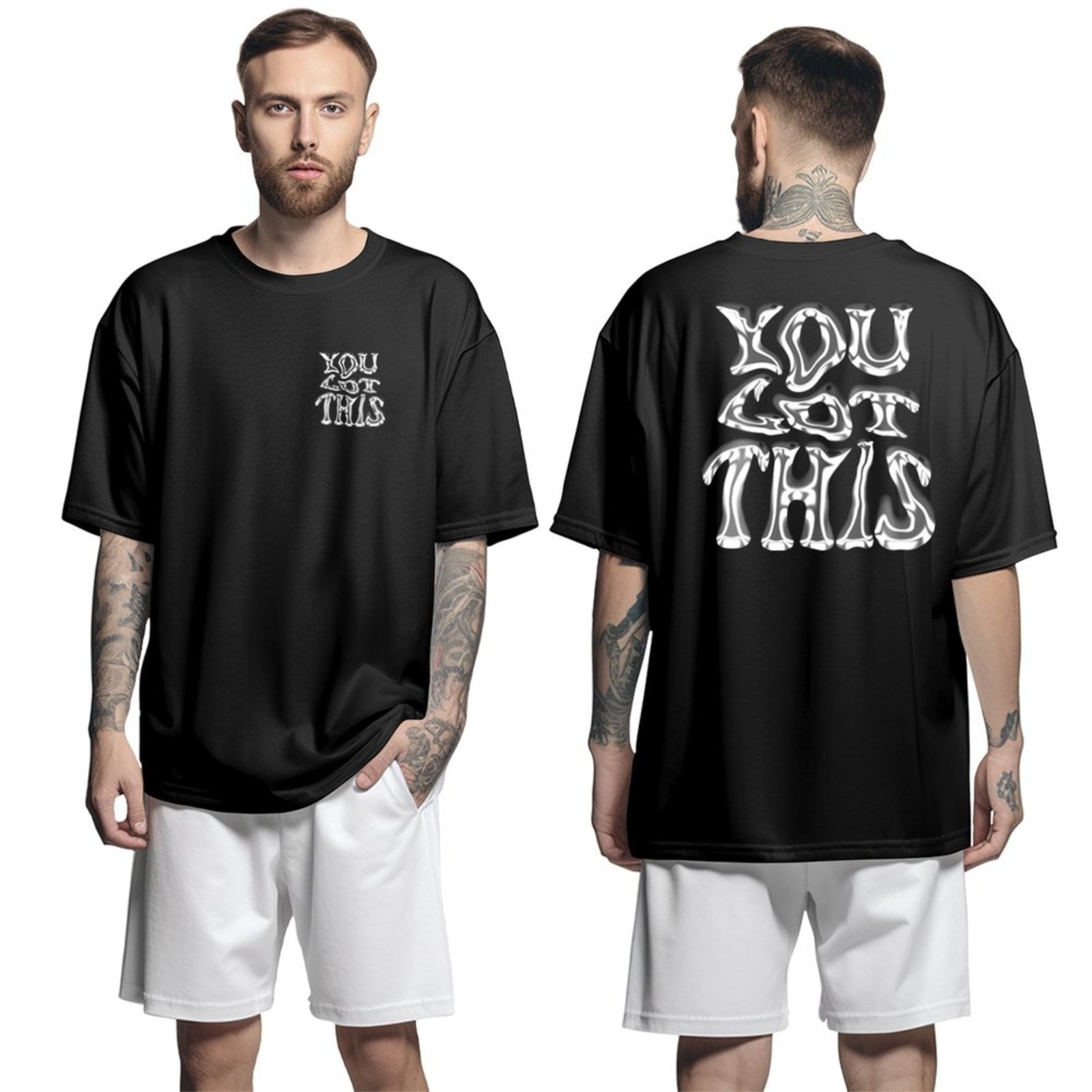 Camiseta Oversized Streetwear Genuine Grit Masculina Larga 100% Algodão 30.1 You Got This – Preto – P