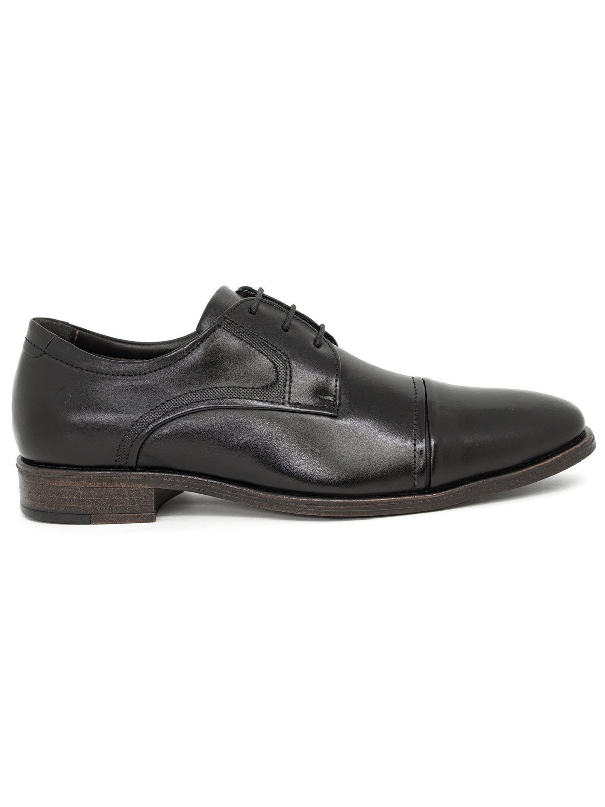 Sapato Democrata Madison Smart Social Comfort Couro Liso Derby Arredondado Cadarço Preto