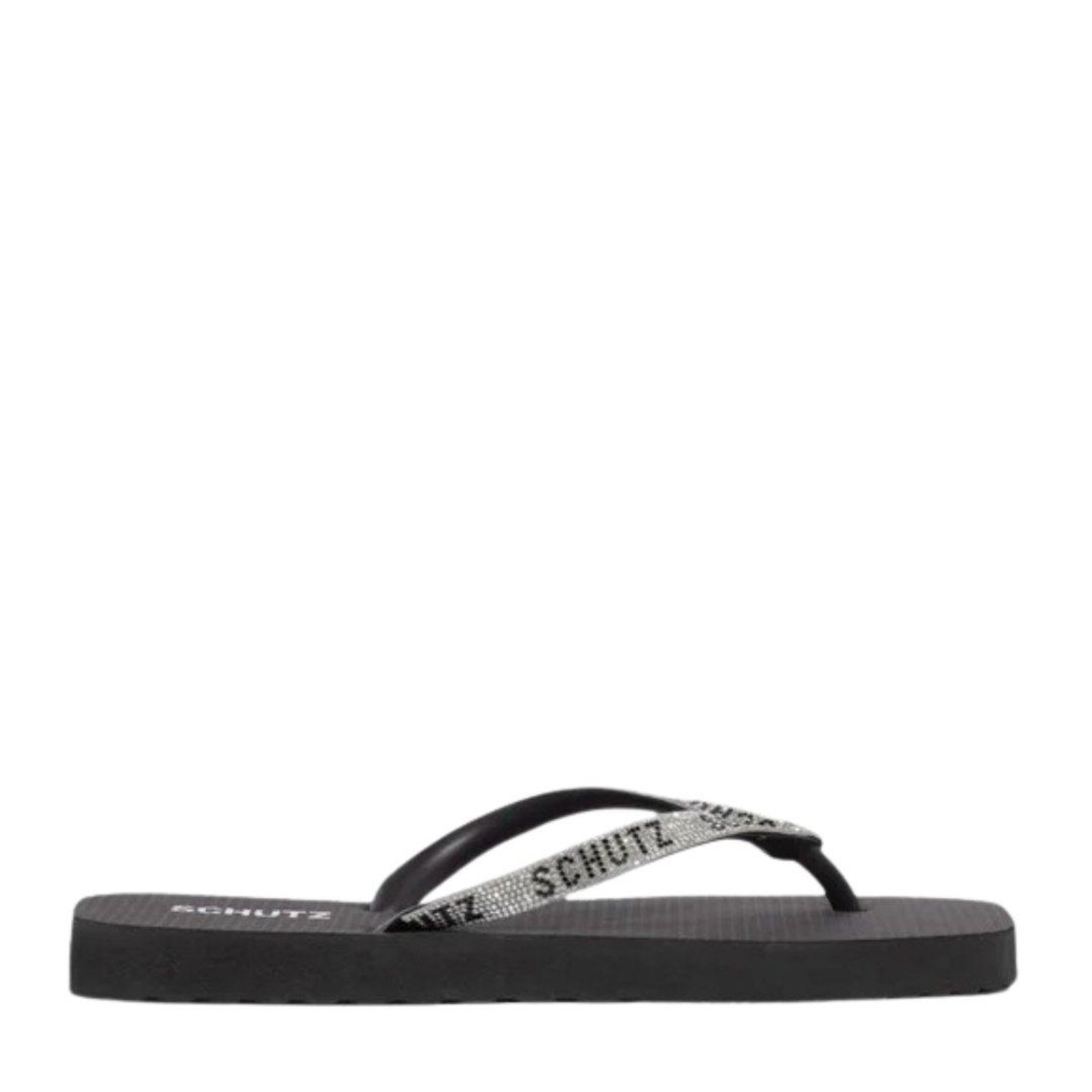 Chinelo Feminino Schutz com Strass S22295001 Preto Preto