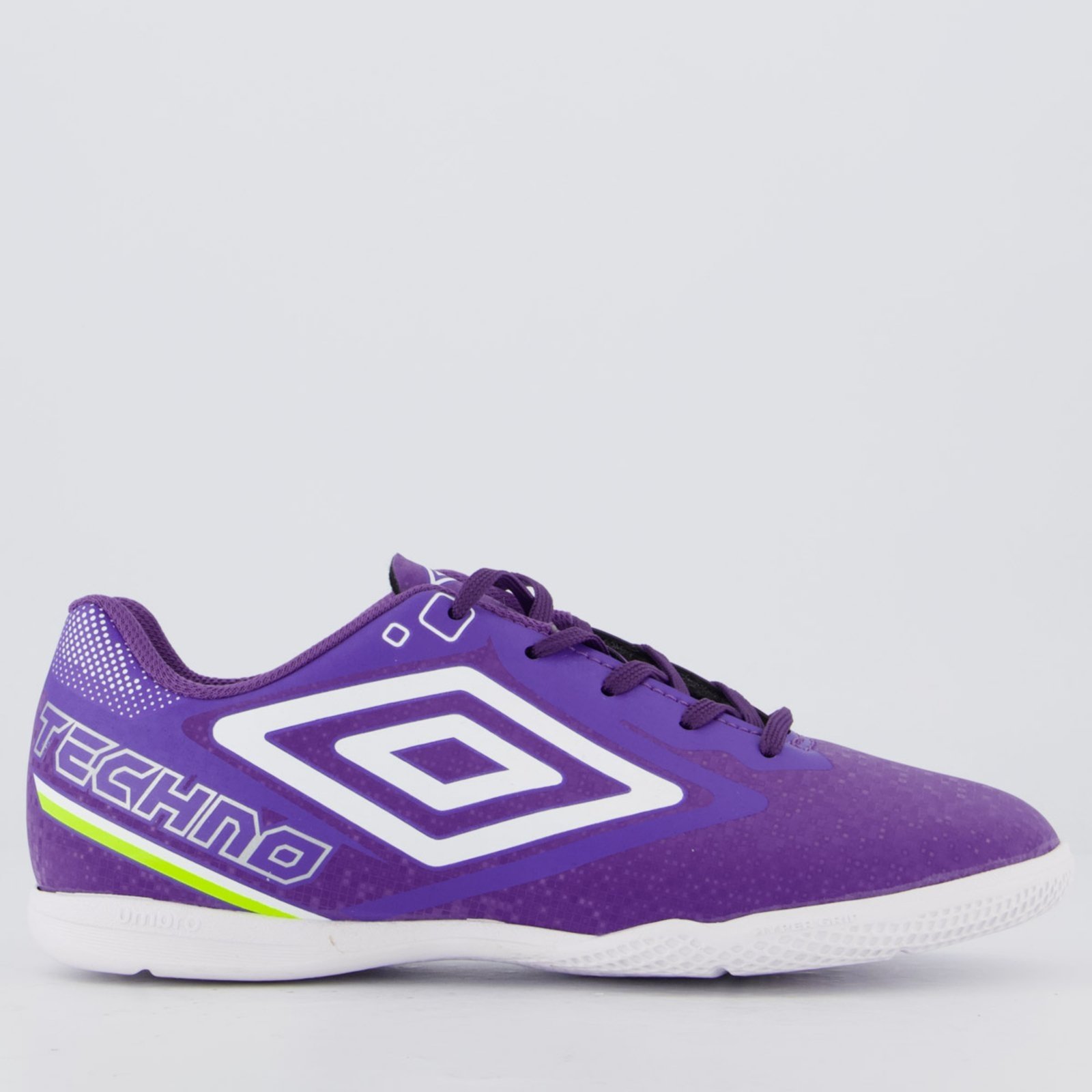 Vista 2 Infantil - Chuteira Umbro Techno II Futsal Juvenil Roxa e Branca roxo Umbro roxo