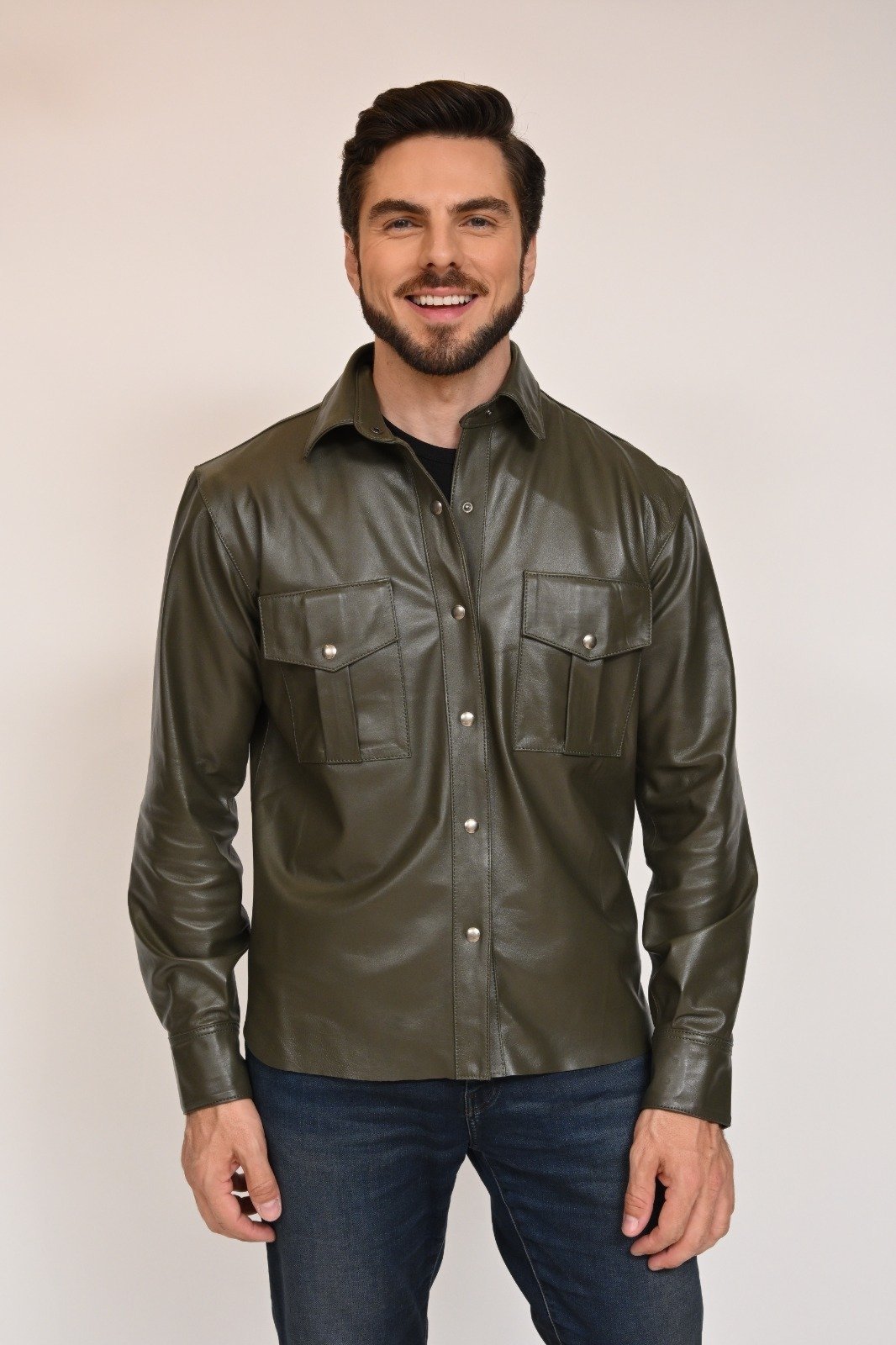 Camisa de Couro Pelica Verde