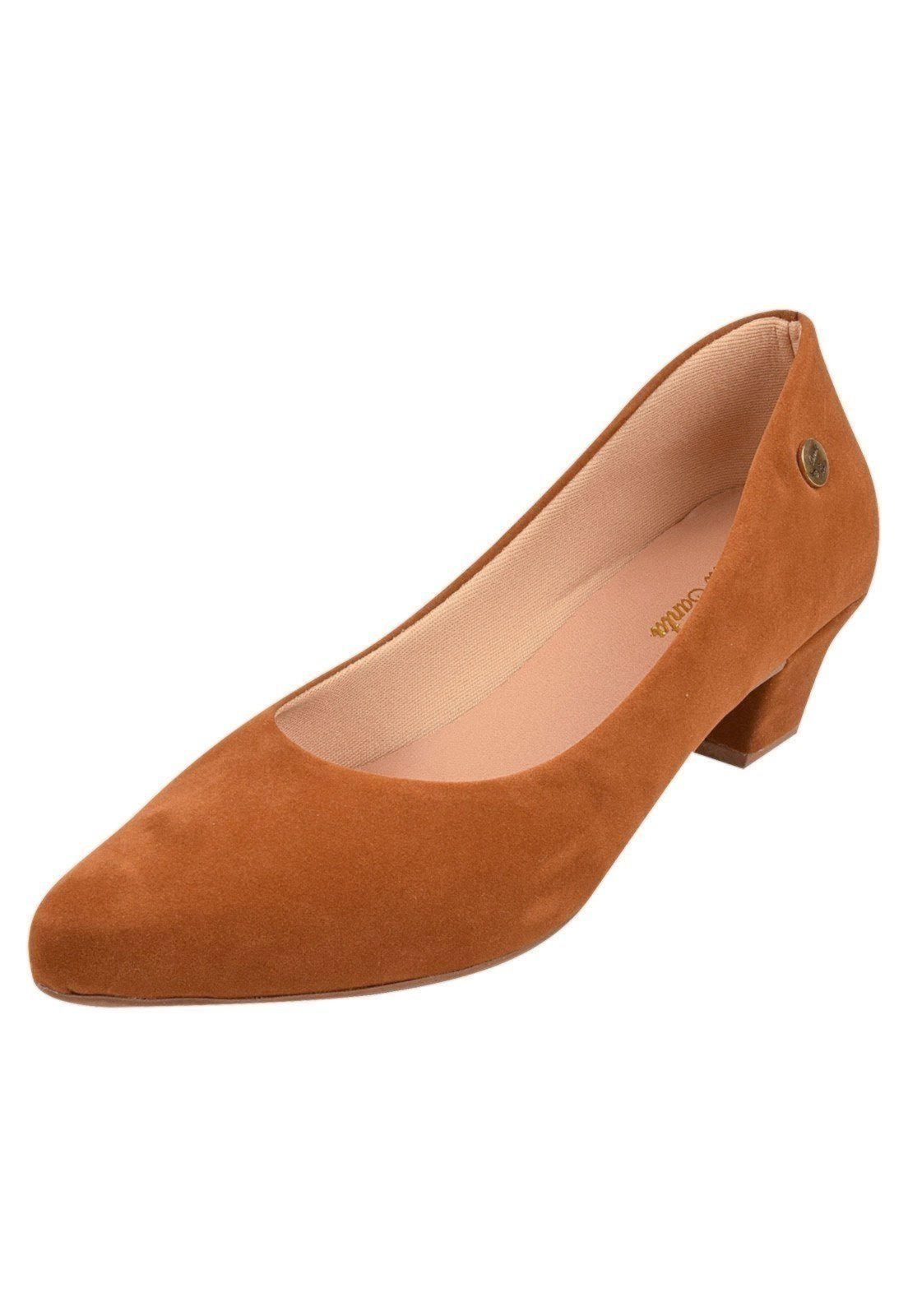 Scarpin Donna Santa Bico Fino Salto Baixo Bege