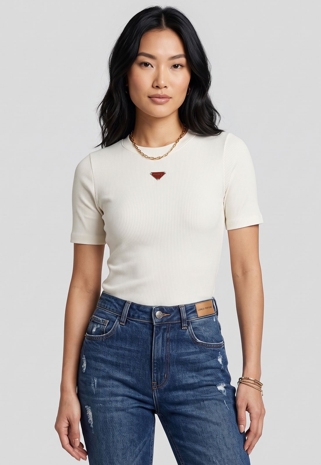 Blusa Feminina Lança Perfume Textura Canelada Off-white