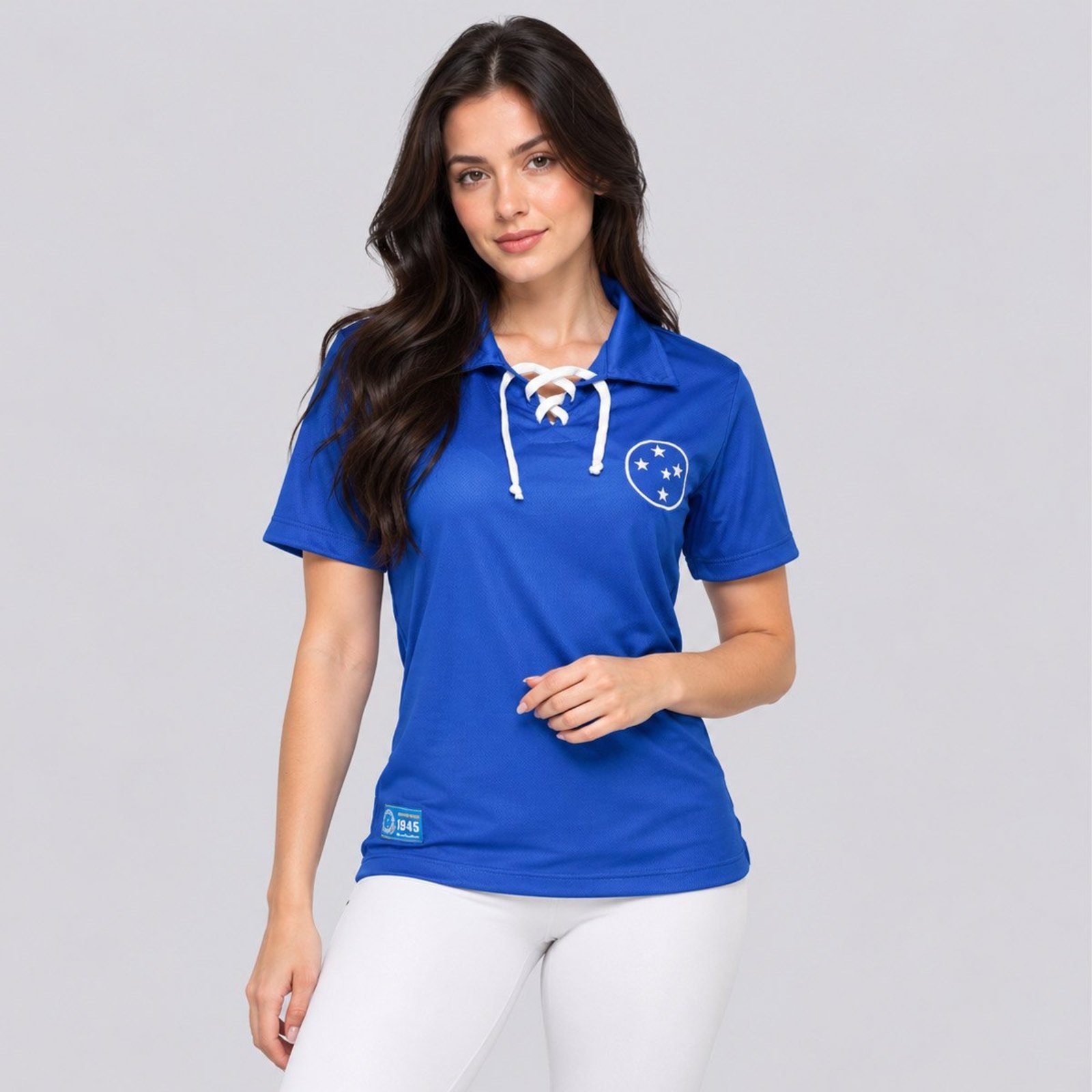 Camisa Cruzeiro Retrô 1945 Cordinha Feminina Azul