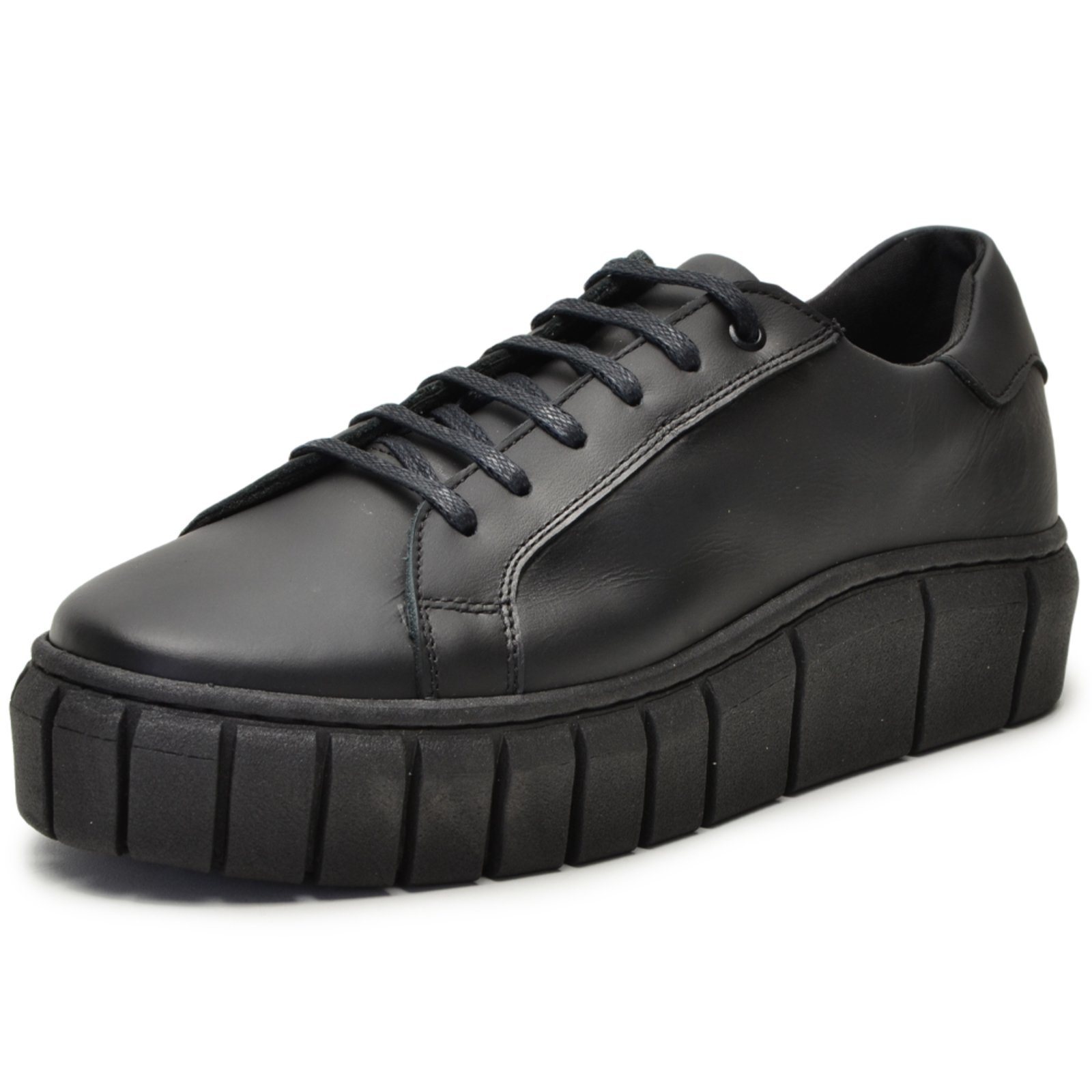 Tênis Feminino Conforto Ferrile Em Couro Preto 155
