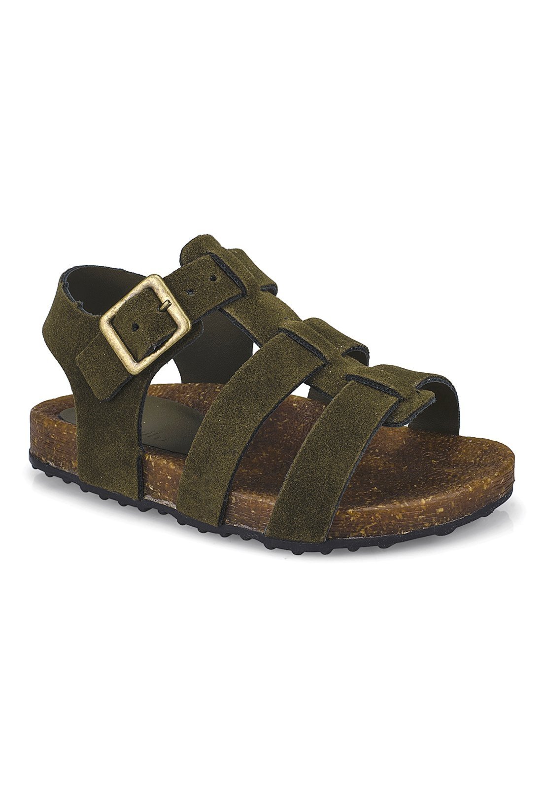 Infantil - Sandália Masculina Pequito Papete Fivela Ajustável Verde Militar 9730