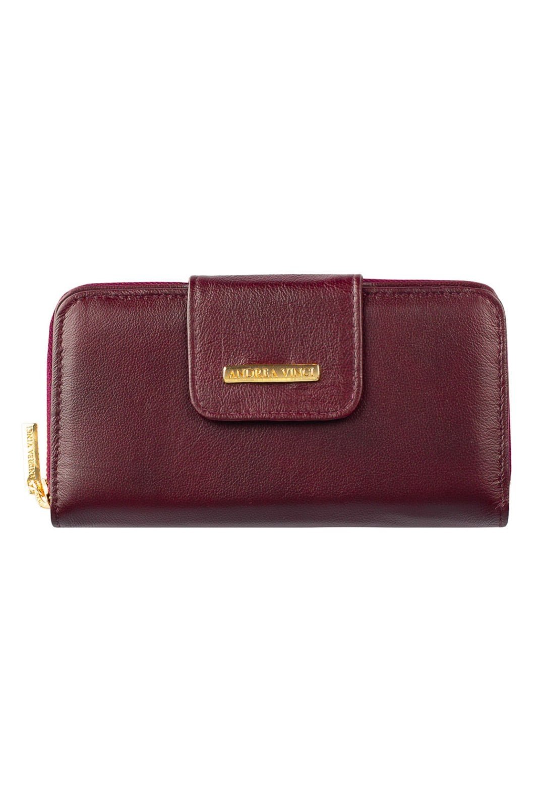 Carteira Andrea Vinci Feminina De Couro Liso Cindy 9,5x19cm – Marsala