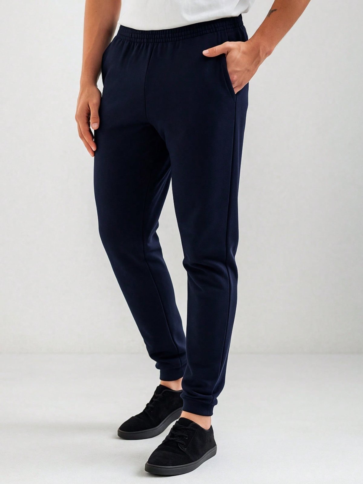 Calça de Moletom Masculina com Bolso Jogger Azul Marinho