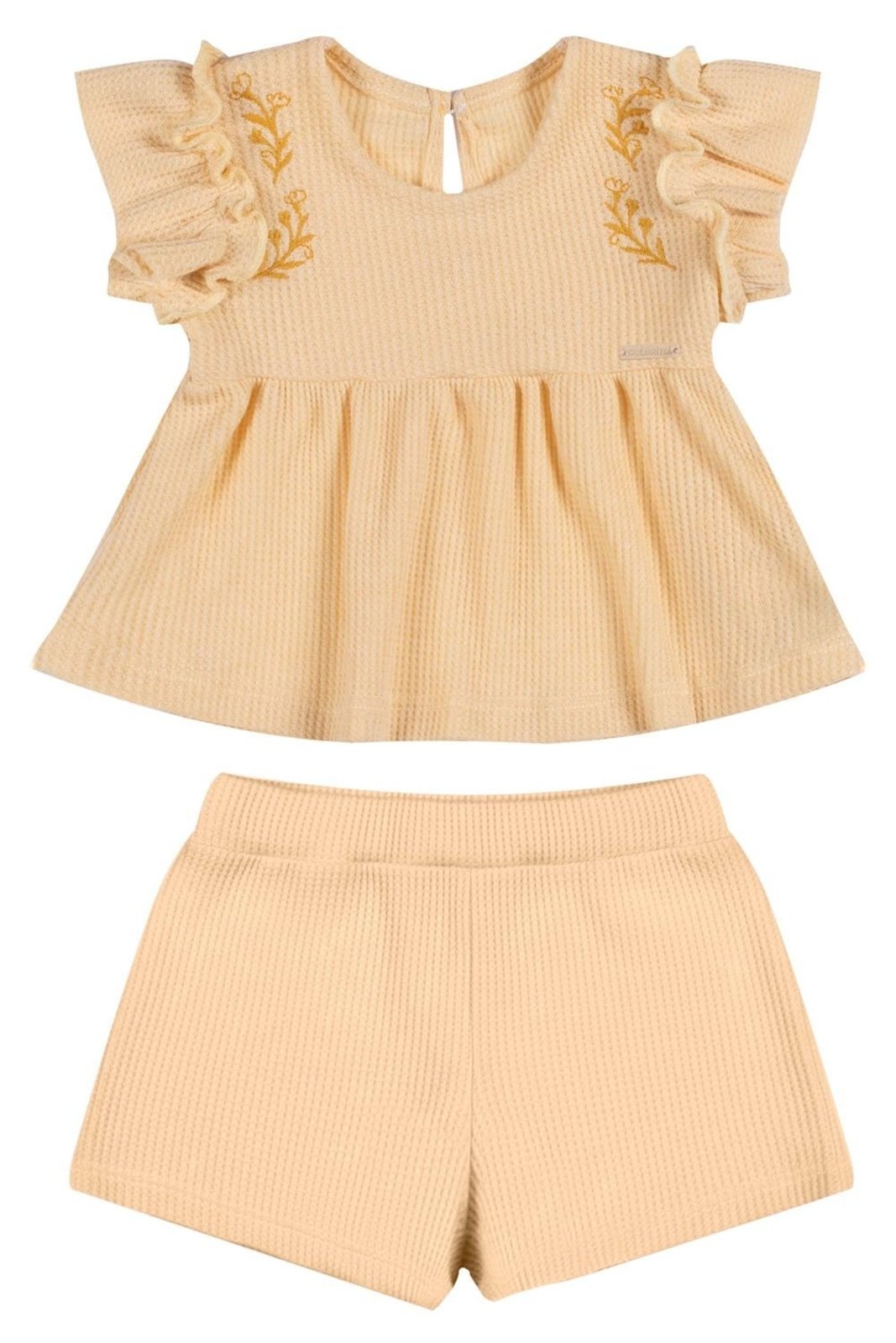 Infantil - Conjunto Menina Malha Tricô Bordada Colorittá Amarelo