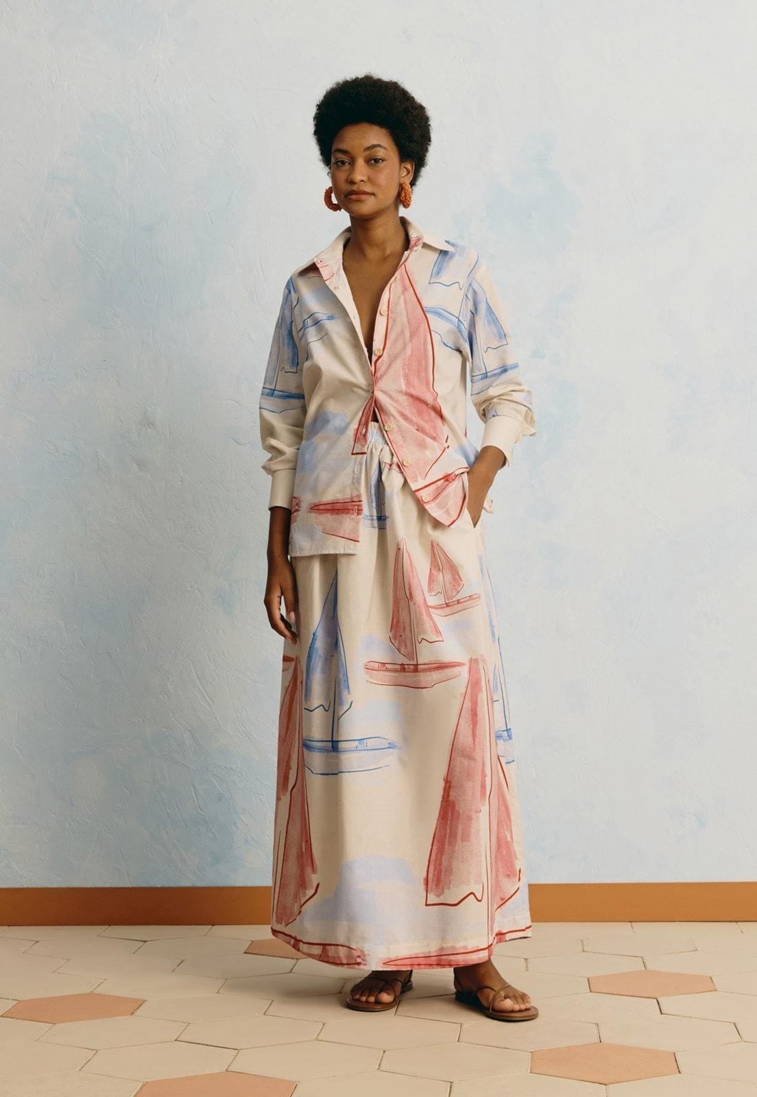Saia Longa Estampada Velejar Off-white
