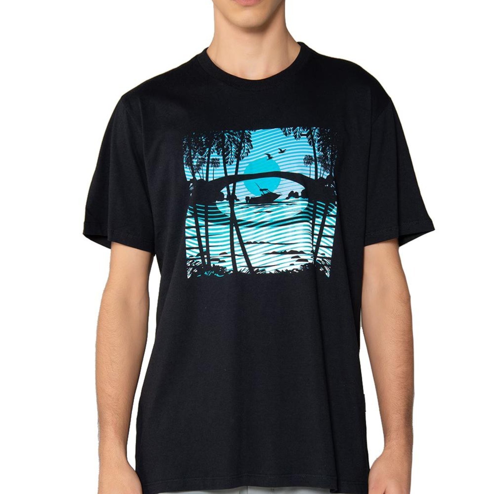 Camiseta Oakley Sunset Lines SM25 Masculina Blackout