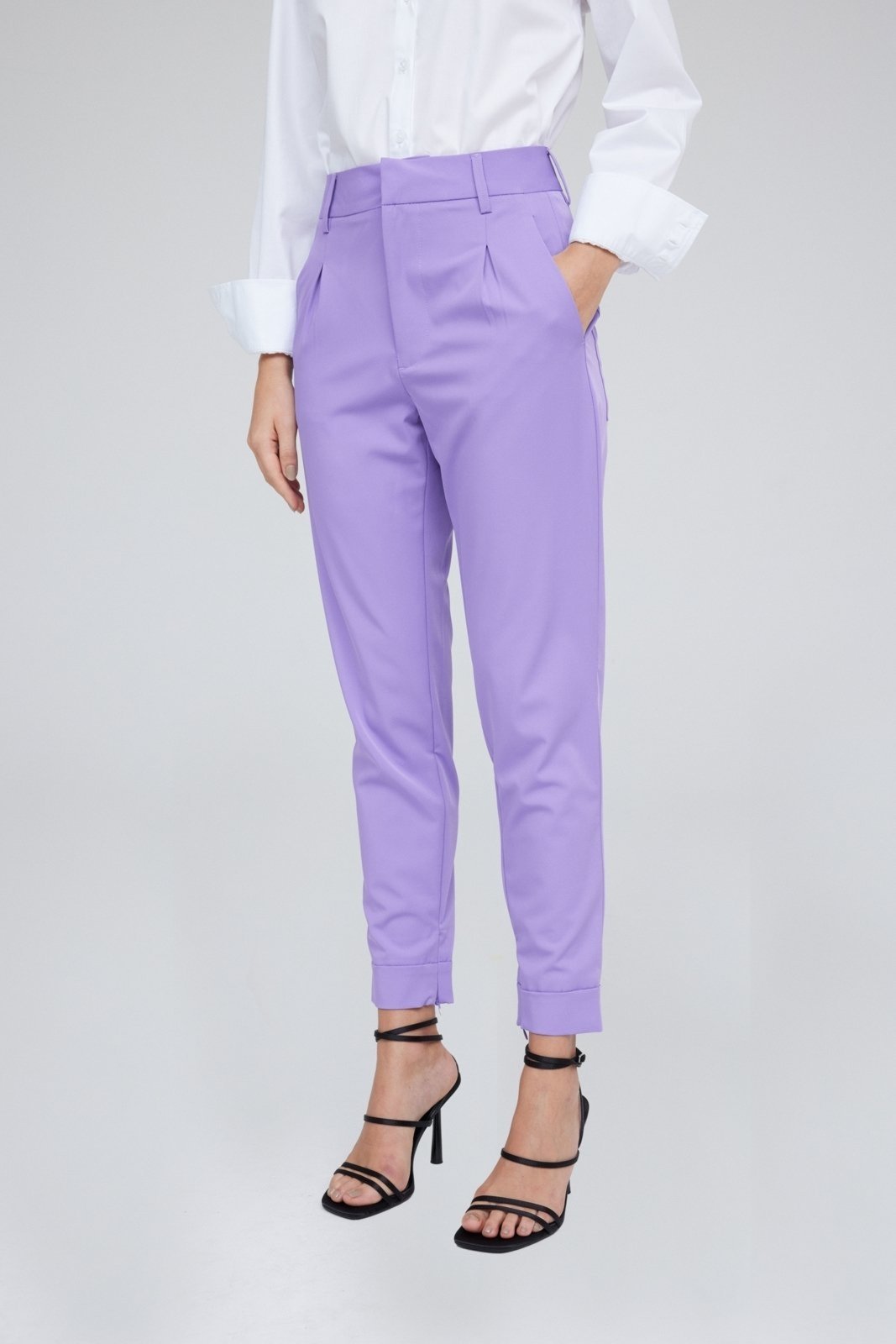 Calça Alfaiataria Traymon Cintura Alta Lilas