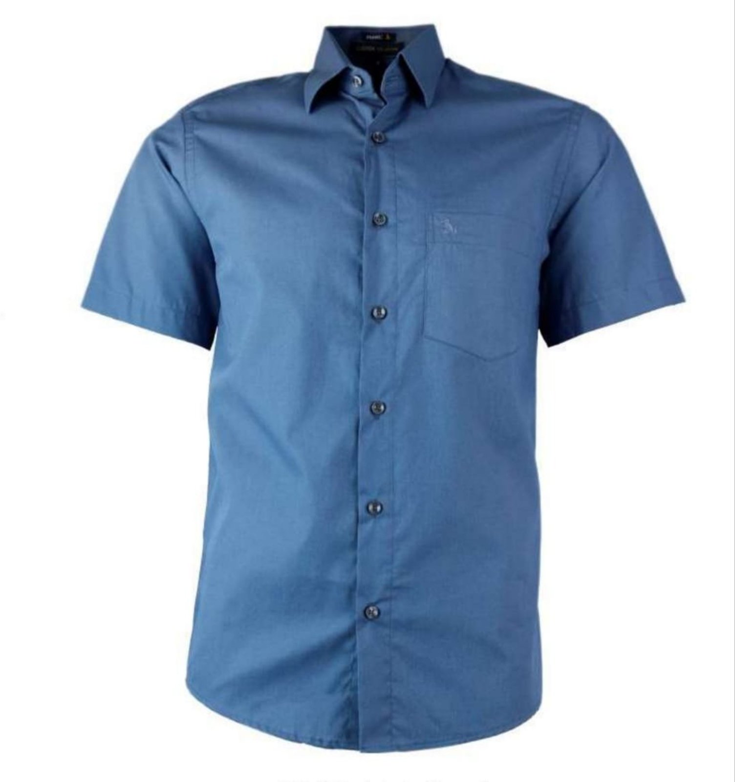 Camisa Social Amil Clássica Angra Algodão Manga Curta Com Bolso Luxo Cinza 01