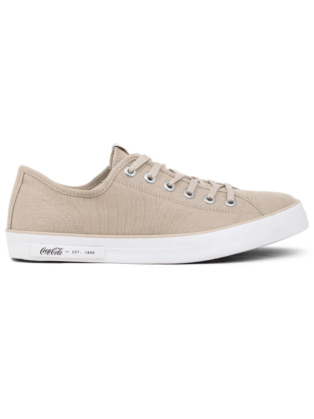Tênis Masculino Coca Cola Casual Plaza Canvas Confortável Cadarço Bege Areia