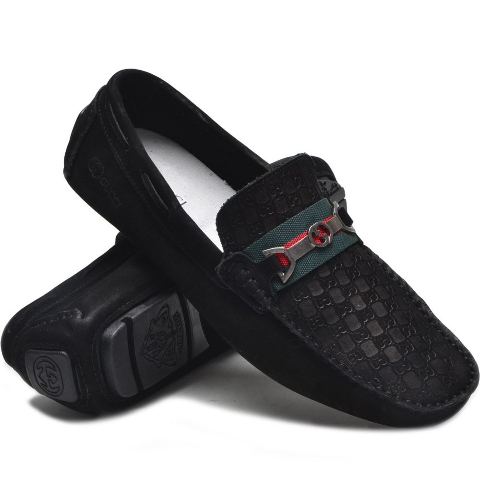 Mocassim Drive Couro Masculino Artesanal Aplicação Metal Casual Macio Leve Preto