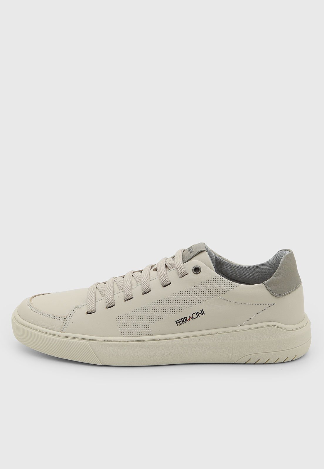 Tênis Masculino Ferracini Glow Couro Cano Baixo Branco
