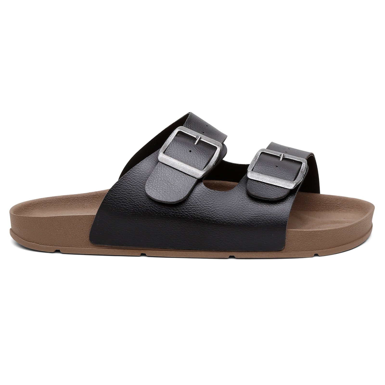 Vista 3 Chinelo Flat Unissex A. Andrade Papete Casual Fivelas Elegante Versátil Dia a Dia e Veritimo marrom/preto Veritimo marrom/preto