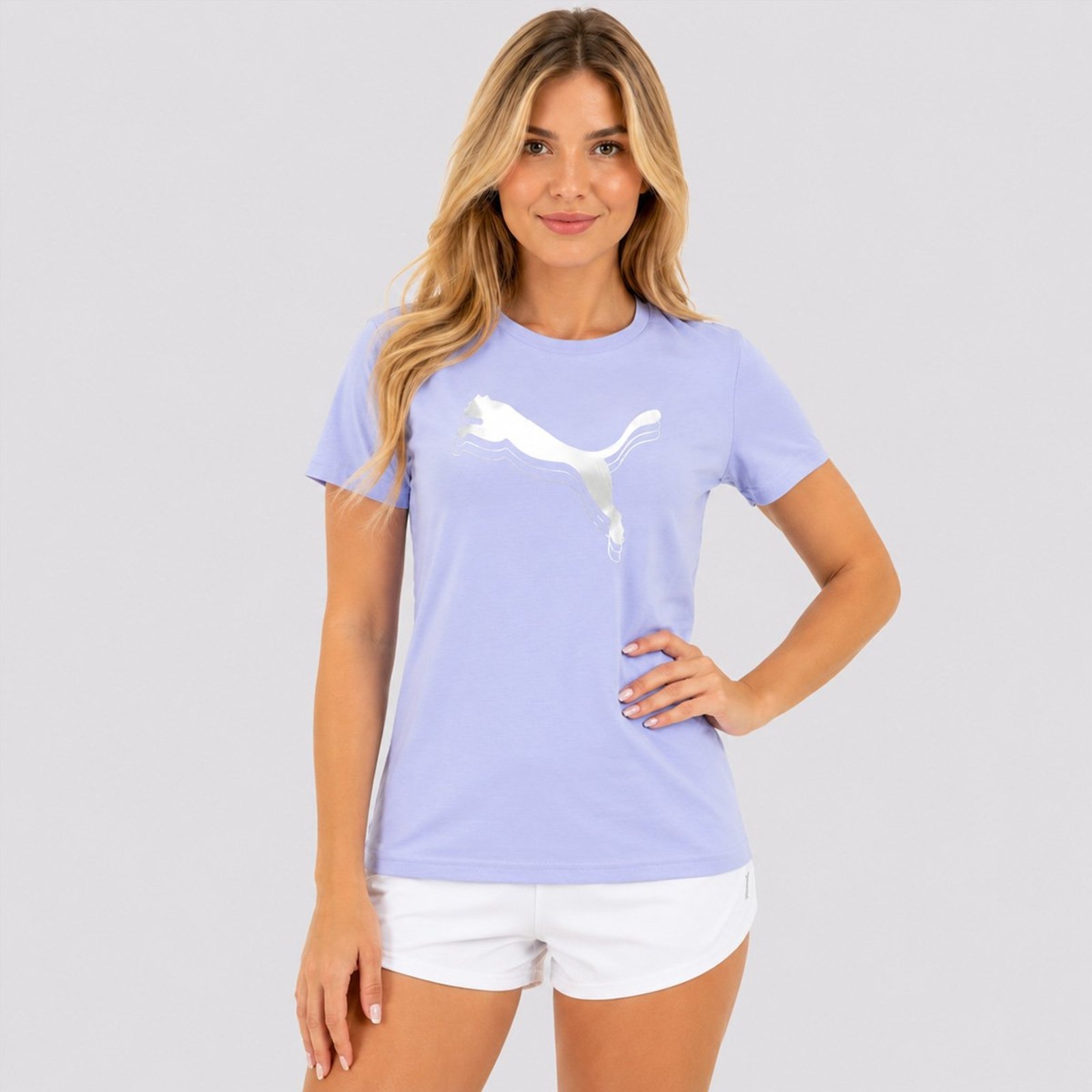 Camiseta Puma Ess Metallic Feminina Lilás