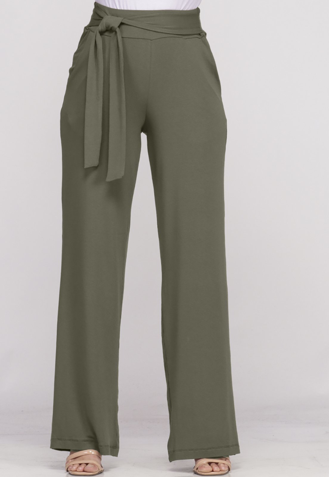 Calça Pantalona Cós largo Bolsos B’Bonnie Sheila Verde Militar