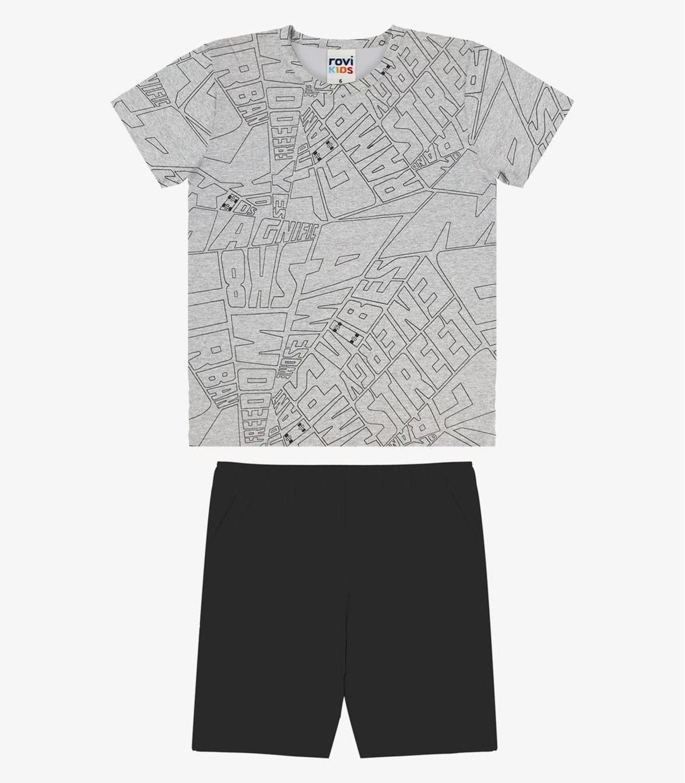 Infantil - Conjunto Camiseta Com Bermuda Rovi Cinza