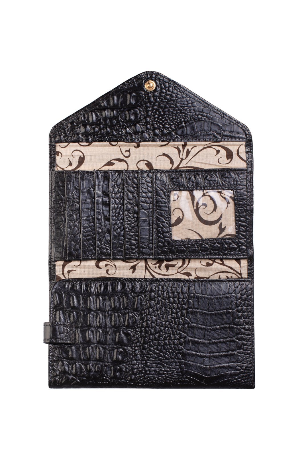 Vista 3 Carteira feminina de couro croco Clara 10,5x19cm Andrea Vinci vermelho Andrea Vinci vermelho