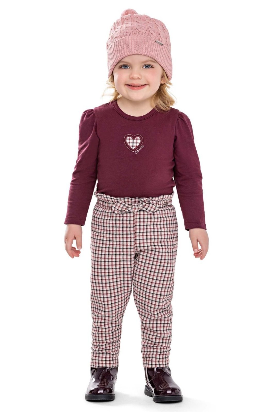 Infantil - Conjunto Menina Coração Xadrez Colorittá Vermelho