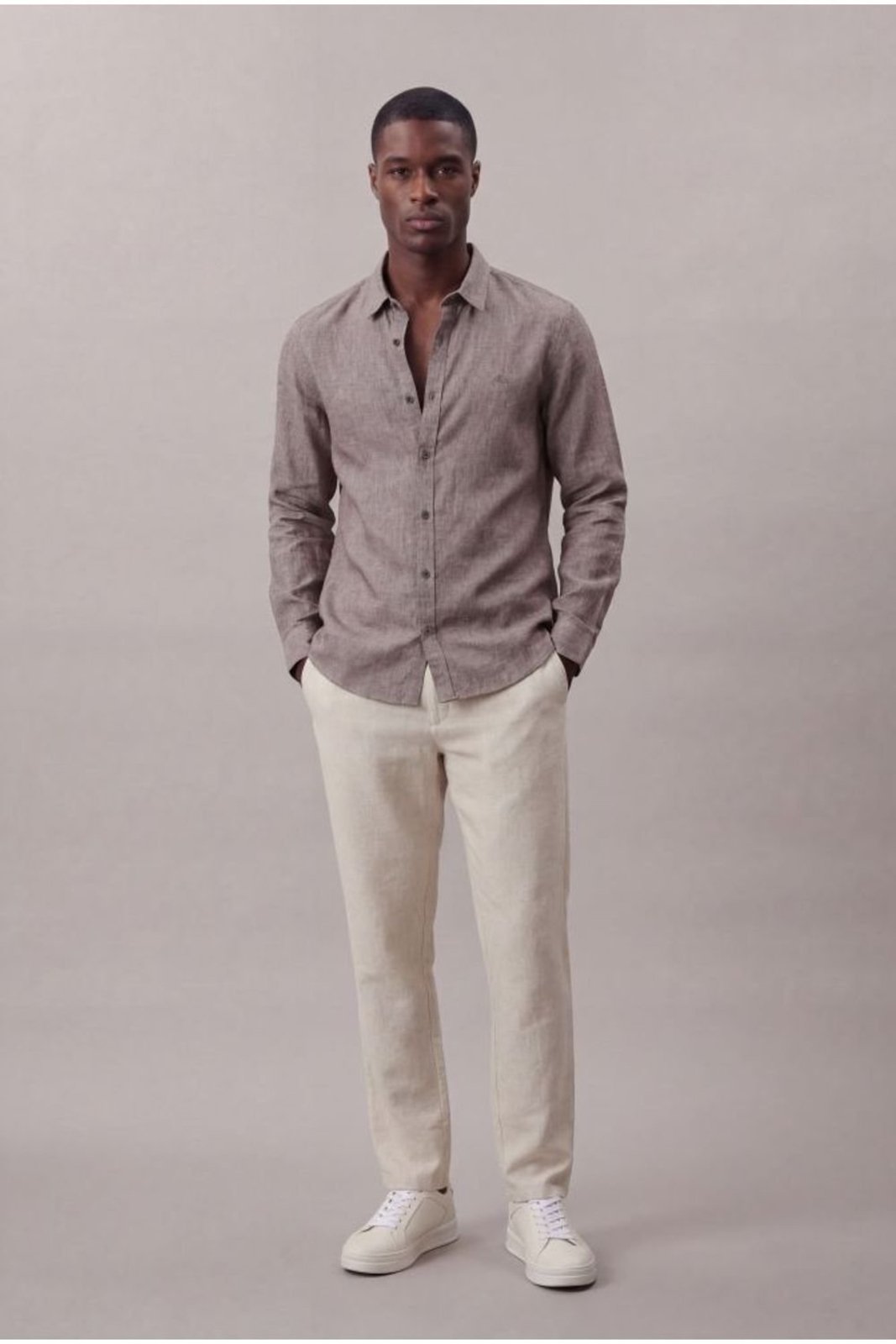 Calça Calvin Klein Jeans Linen - Areia