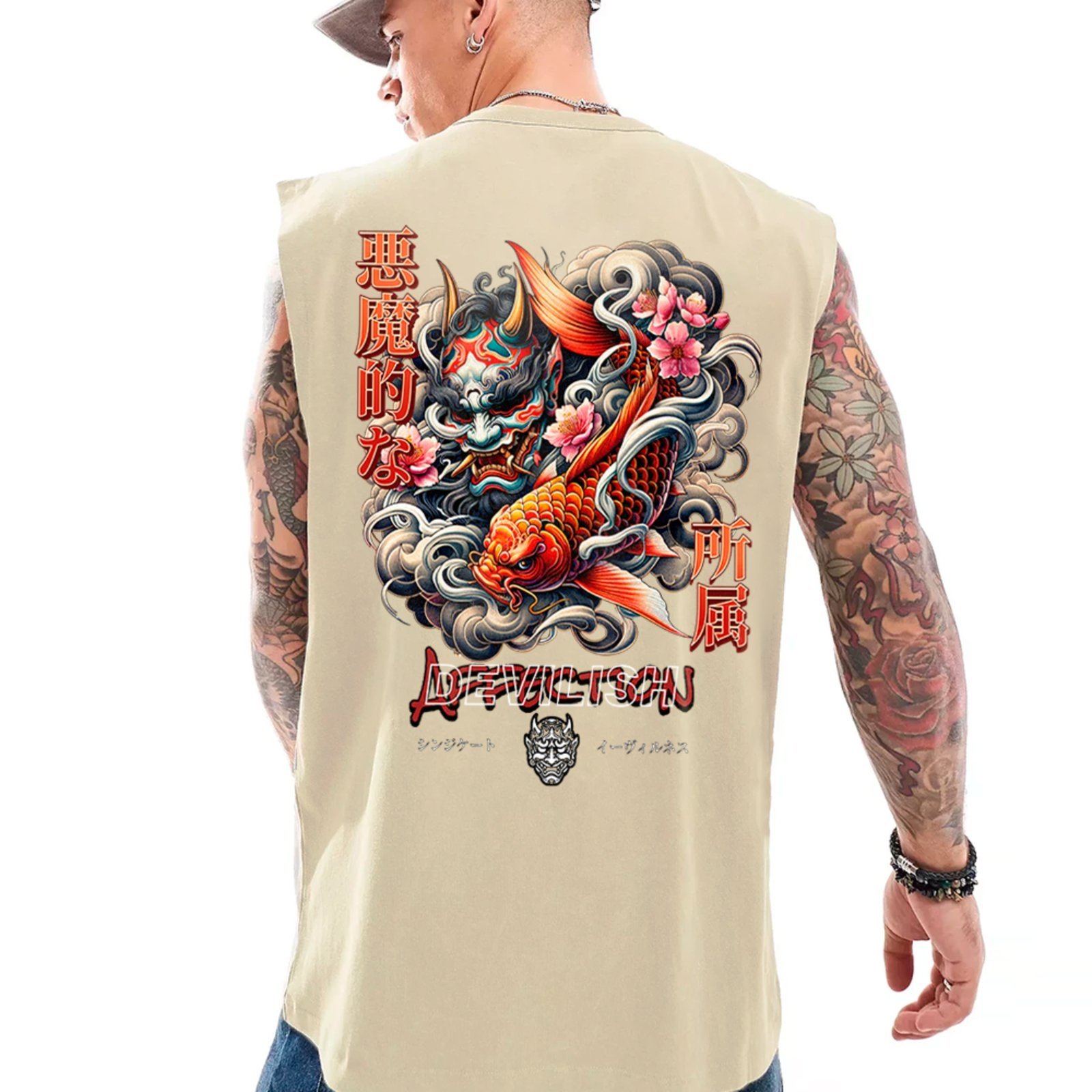 Camiseta Regata Machão Japão Cultura Oriental Oni Koi Street Off White